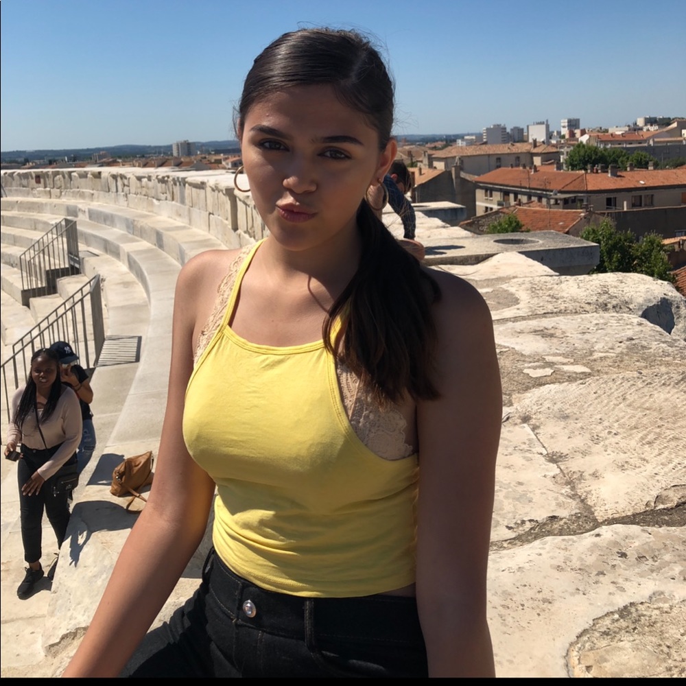 Yellow crop tank top